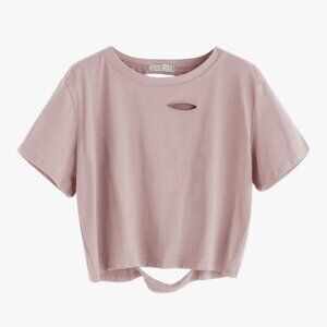 SweatyRocks Women's Summer Short Sleeve Tee Distressed Ripped Crop T-Shirt Tops